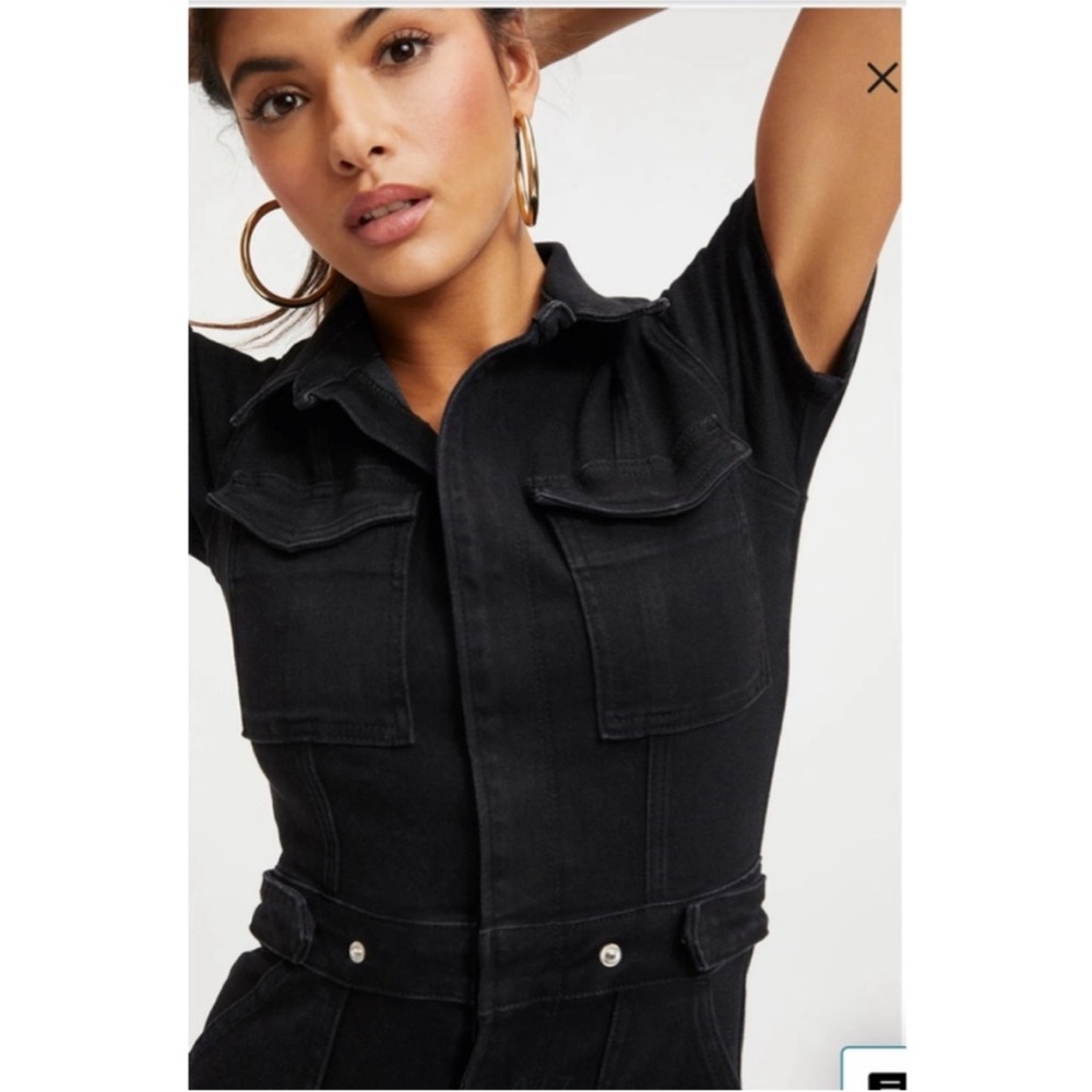 Good American Fit for Success Black Denim Jumpsuit
